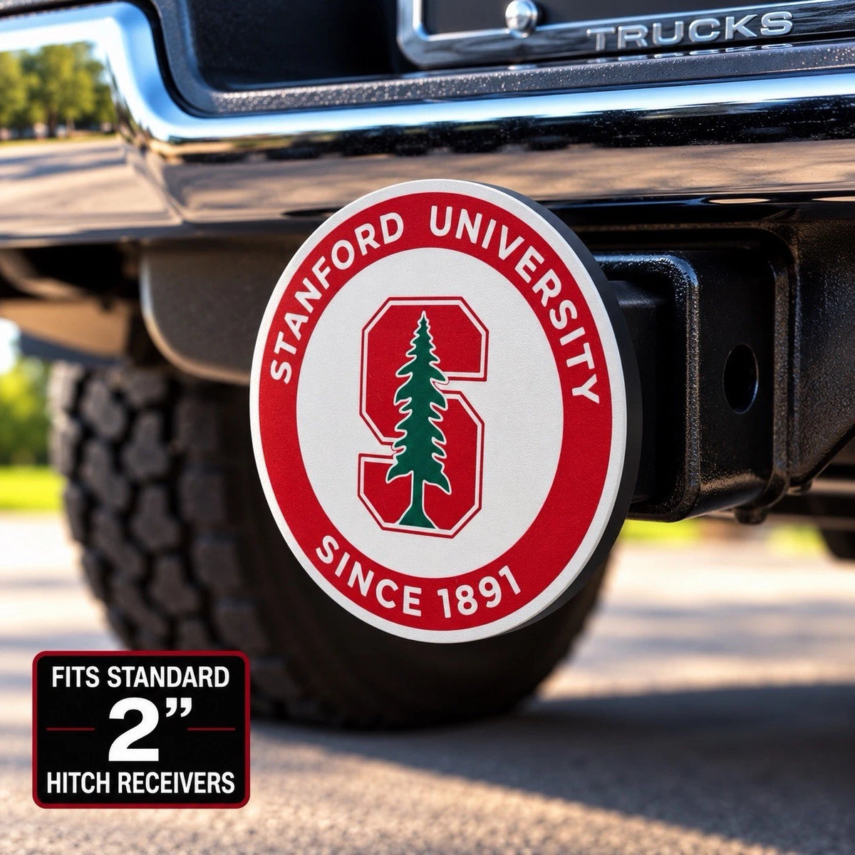 Stanford University- Tow Hitch Receiver Cover – Fits 2” Towing Football Truck