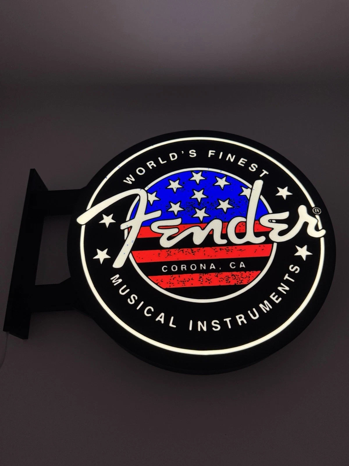 Fender Guitars 13”  Pub Style Dual Side Light Up LED Sign Gas Station Mancave