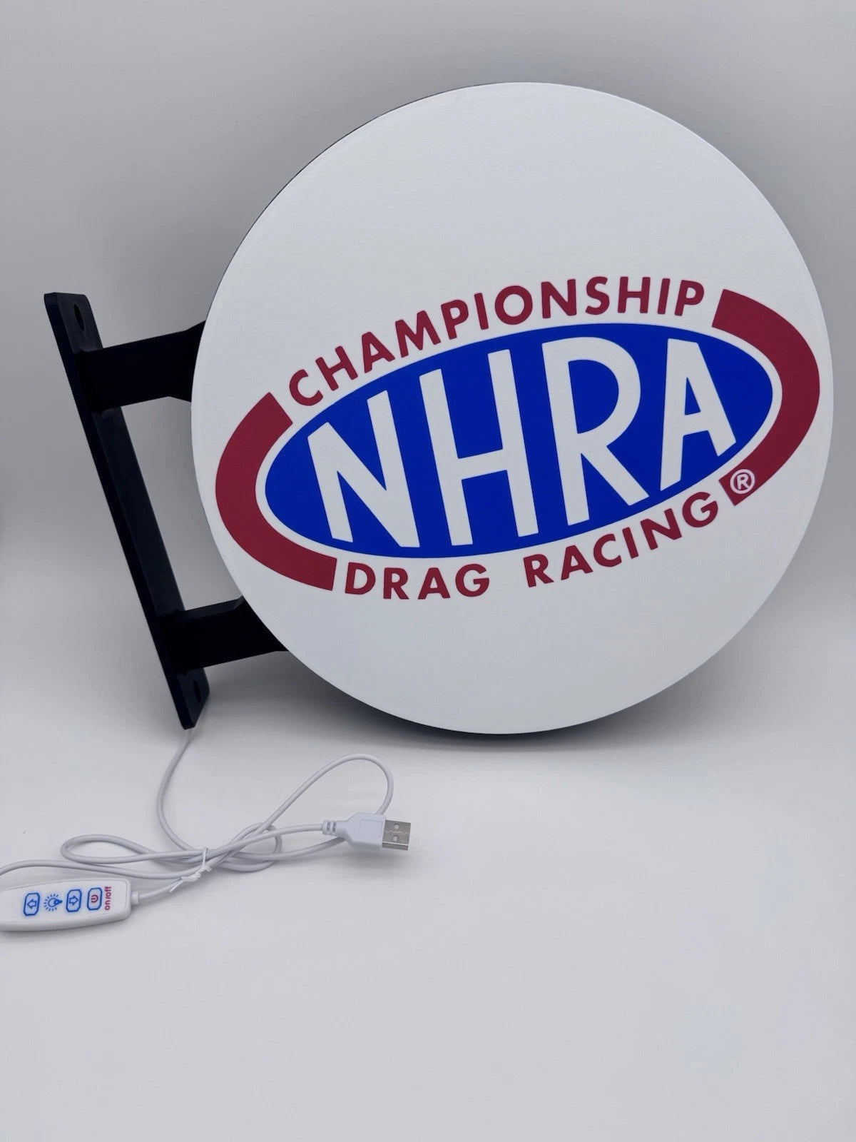 NHRA Drag Racing Pub Style Dual Side Light Up LED Sign Bar Man Cave Wall Decor