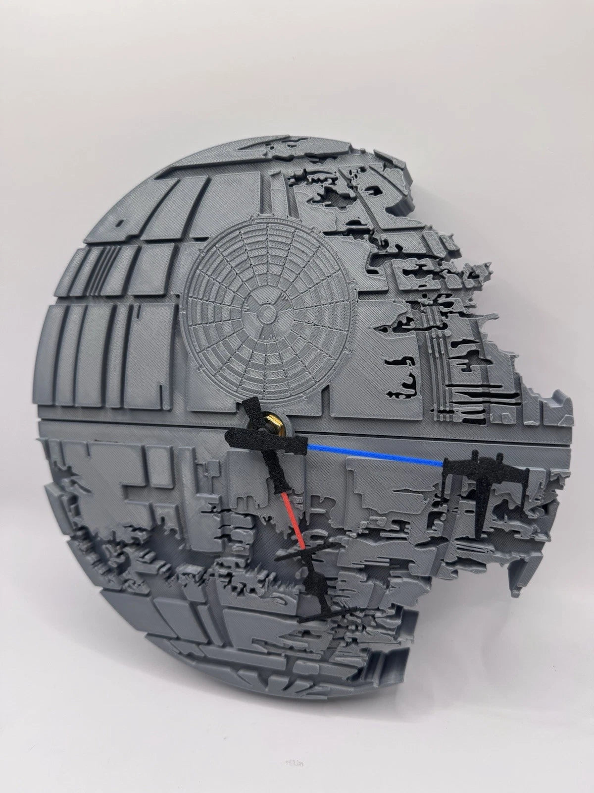 Star Wars Death Star Wall Clock - Tie Fighter X Wing Lightsaber 10.5”
