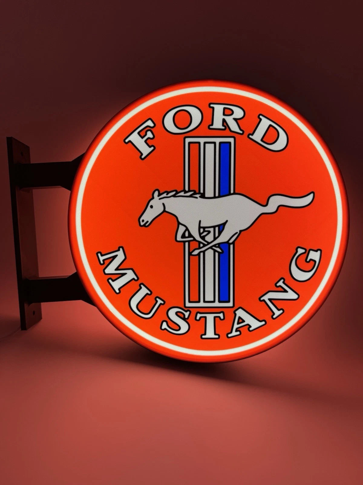 Ford Mustang  13”  Pub Style Dual Side Light Up LED Sign Garage Mancave Pub