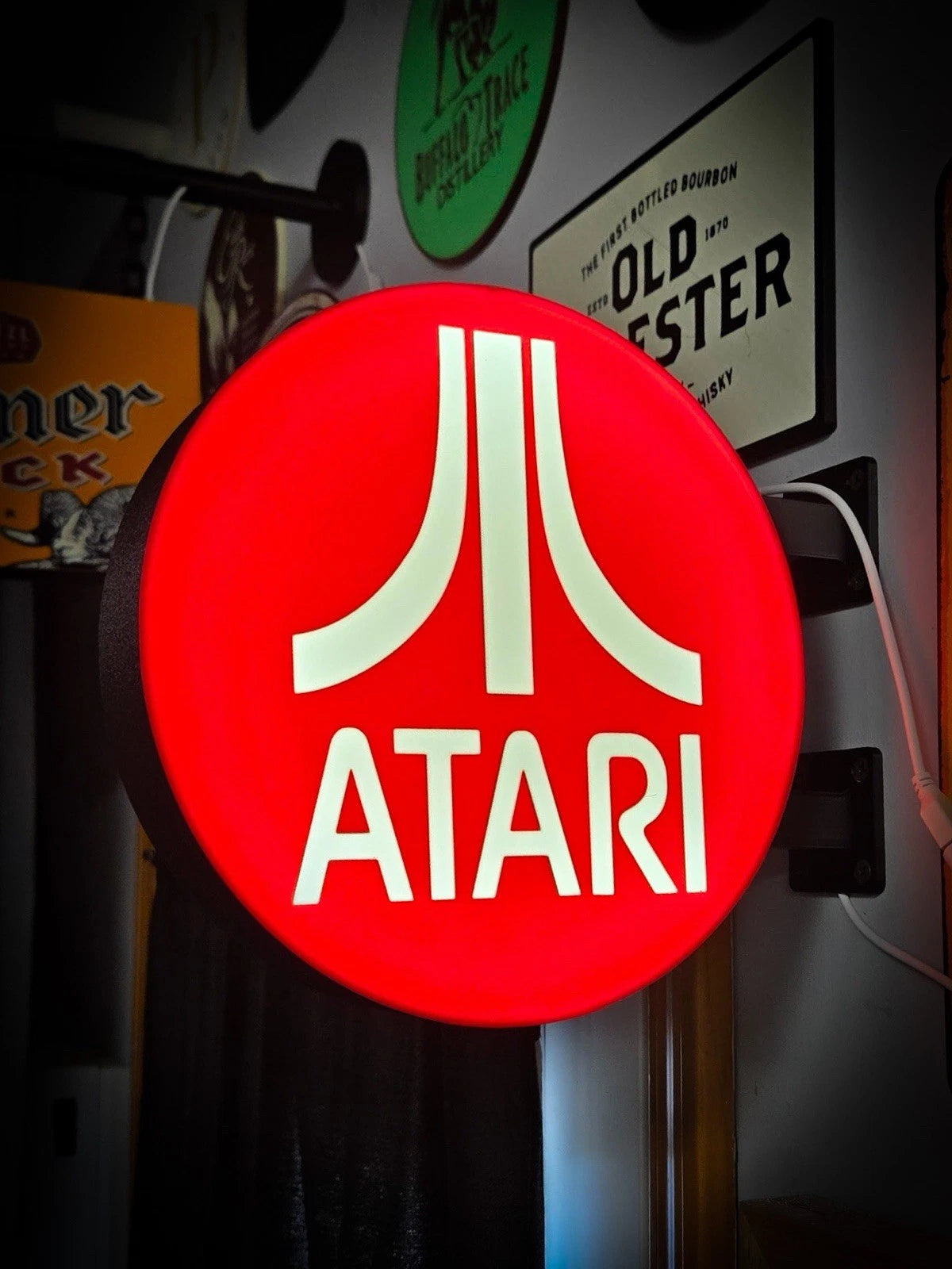 Atari Vintage Video Game 13”  Pub Style Dual Side Light Up LED Sign Pub