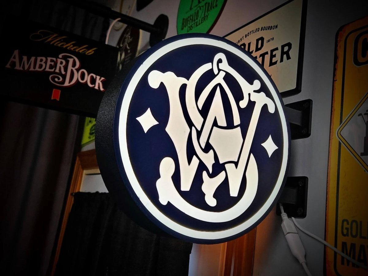 Smith And Wesson Firearms -  13”  Pub Style Dual Side Light Up LED Sign S&W