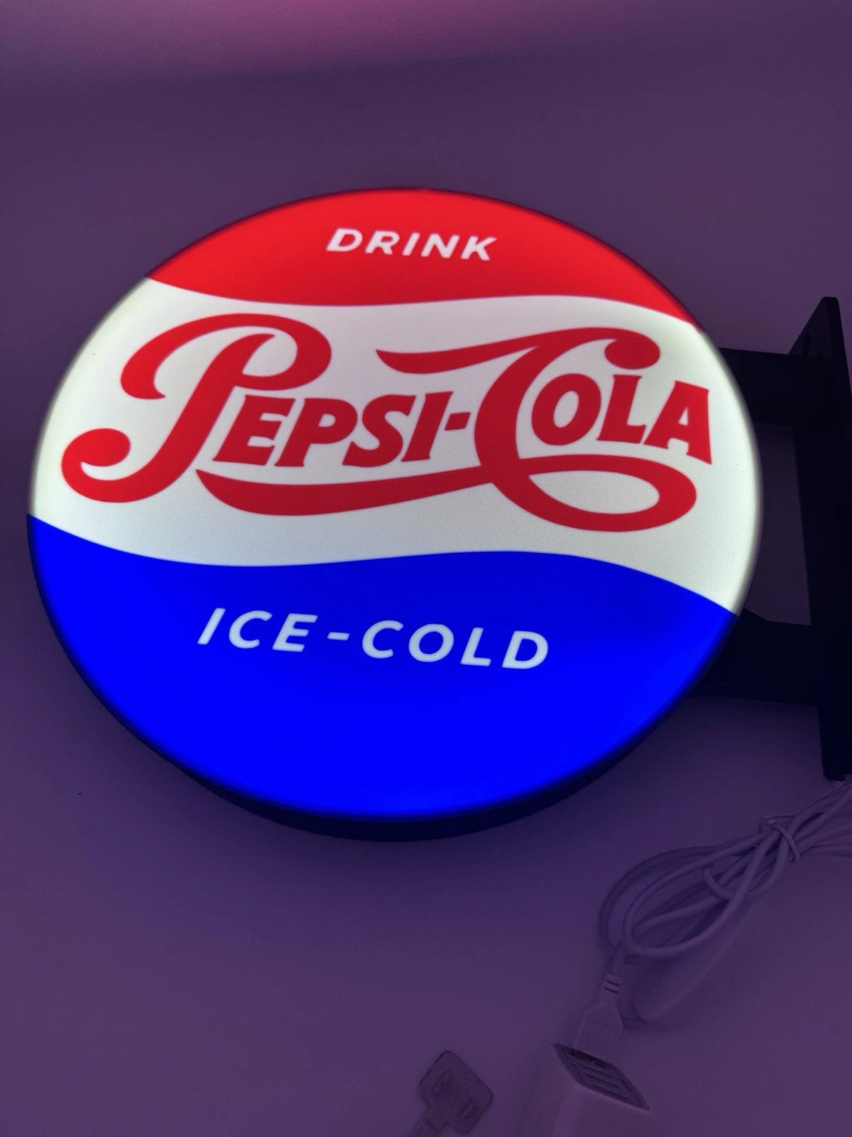 Pepsi Cola Pub Style Dual Side Light Up LED Sign Bar Man Cave Wall Decor