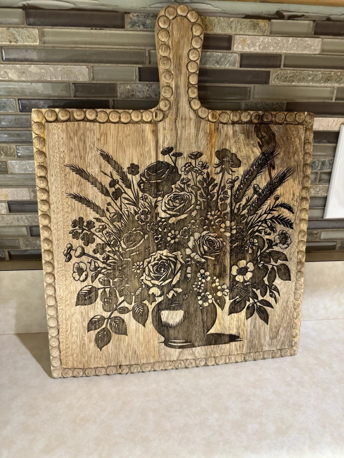Floral Design/Rustic Wooden Chopping Board