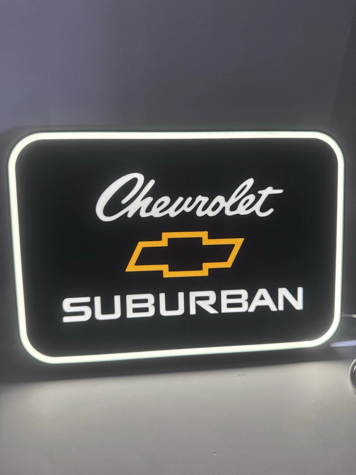 Chevrolet Chevy Suburban - Light Up LED Sign Gold - Corvette Silverado Camero