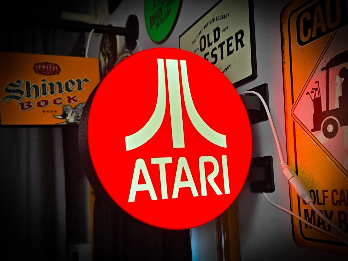 Atari Vintage Video Game 13”  Pub Style Dual Side Light Up LED Sign Pub