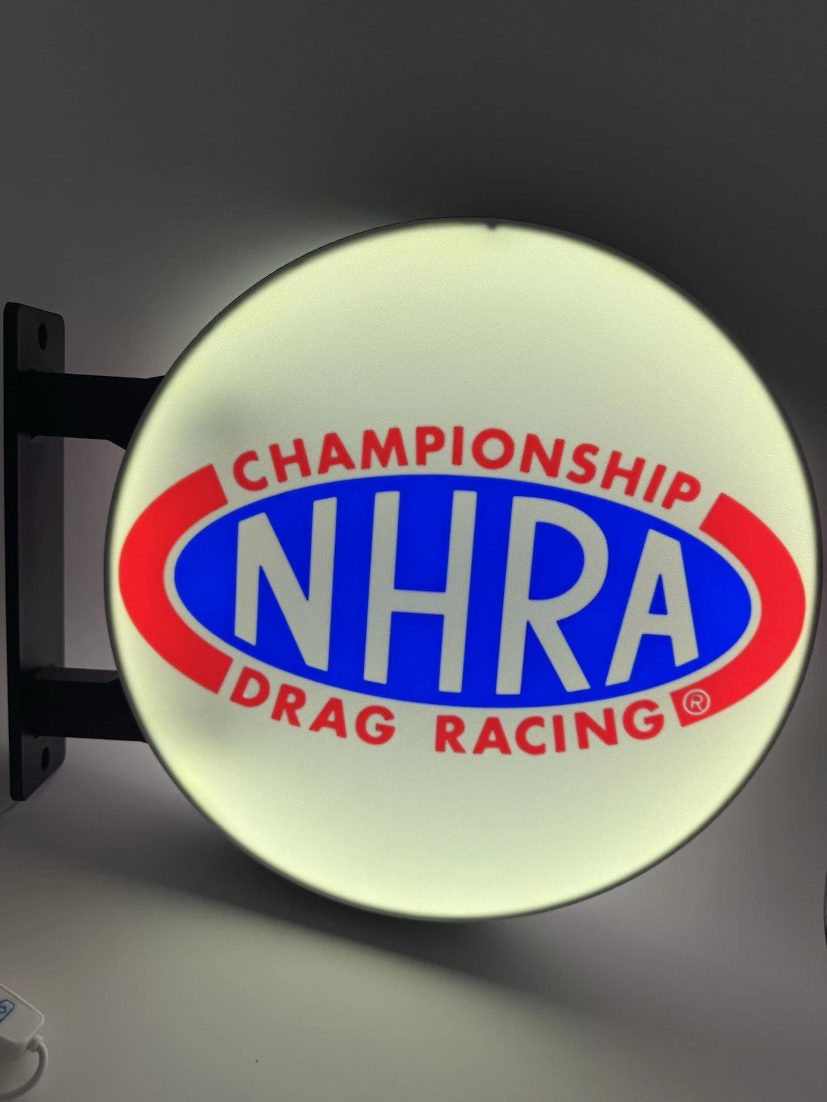 NHRA Drag Racing Pub Style Dual Side Light Up LED Sign Bar Man Cave Wall Decor