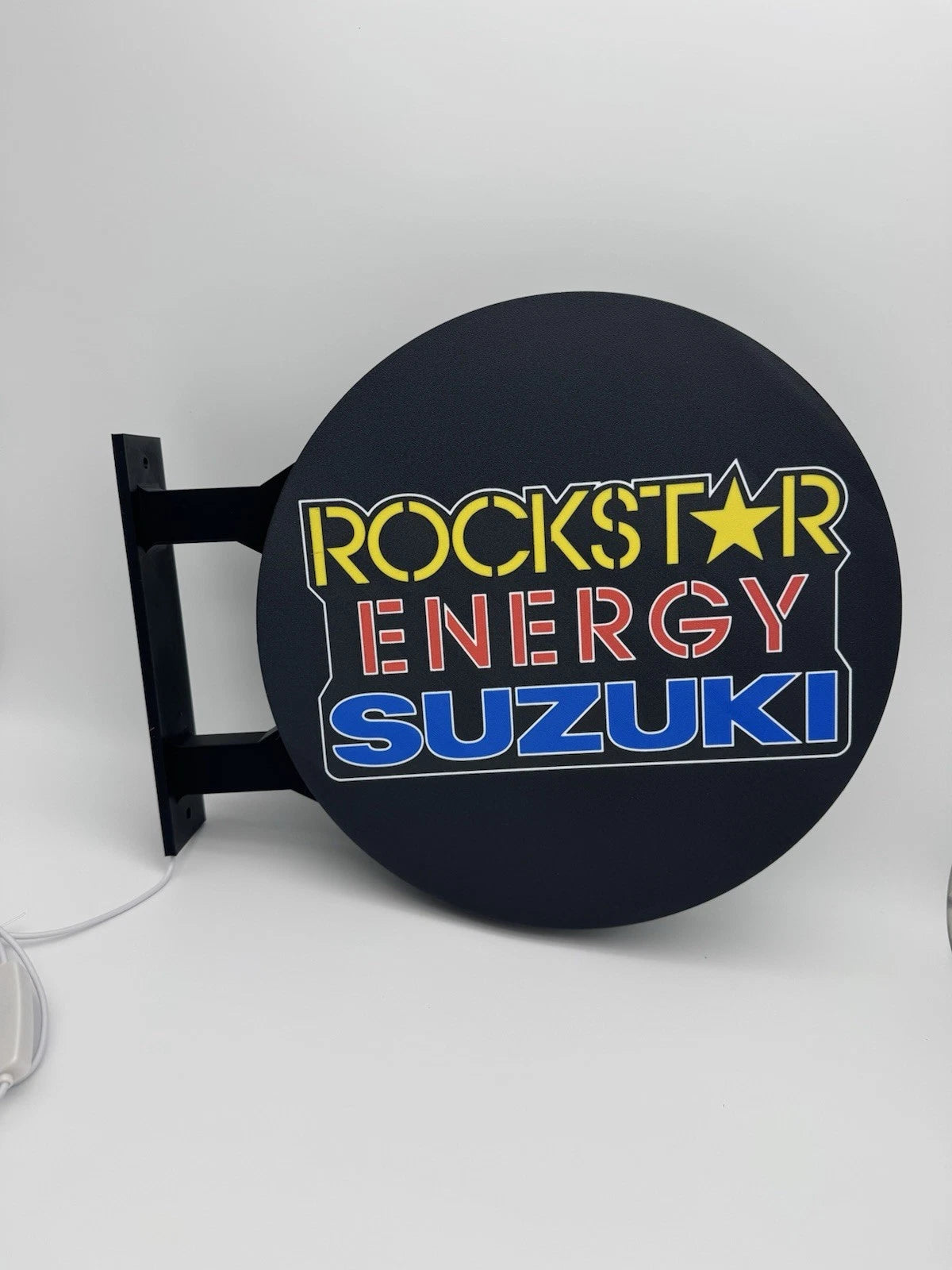 Rockstar Energy Suzuki Pub Style Dual Side Light Up LED Sign Bar Man Cave Wall