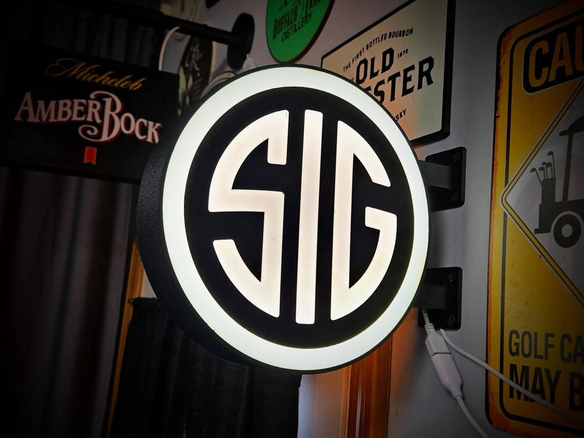 Sig Sauer Firearms - 13”  Pub Style Dual Side Light Up LED Sign Pub Bar Mancave