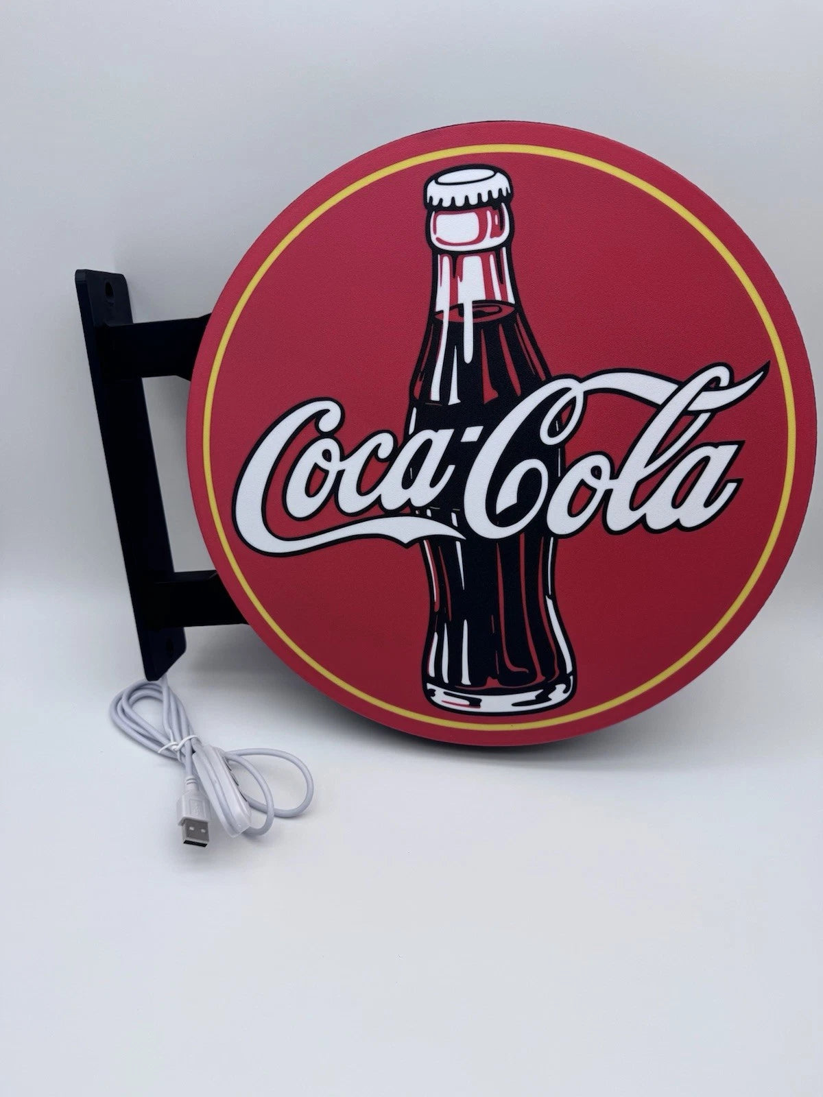 Coca Cola Classic Pub Style Dual Side Light Up LED Sign Bar Man Cave Wall Decor