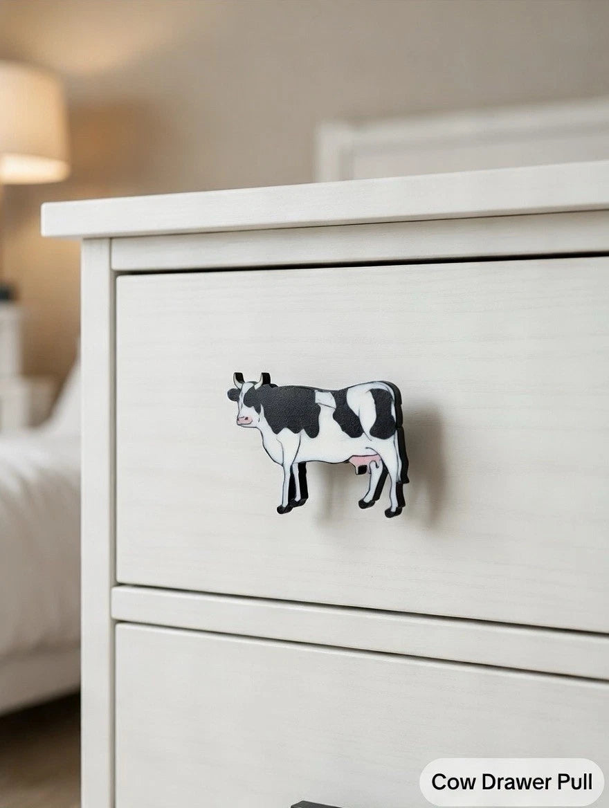 Cow Decorative Drawer Pull Dresser Cabinet Knob Handle - Set Of 4 Pieces