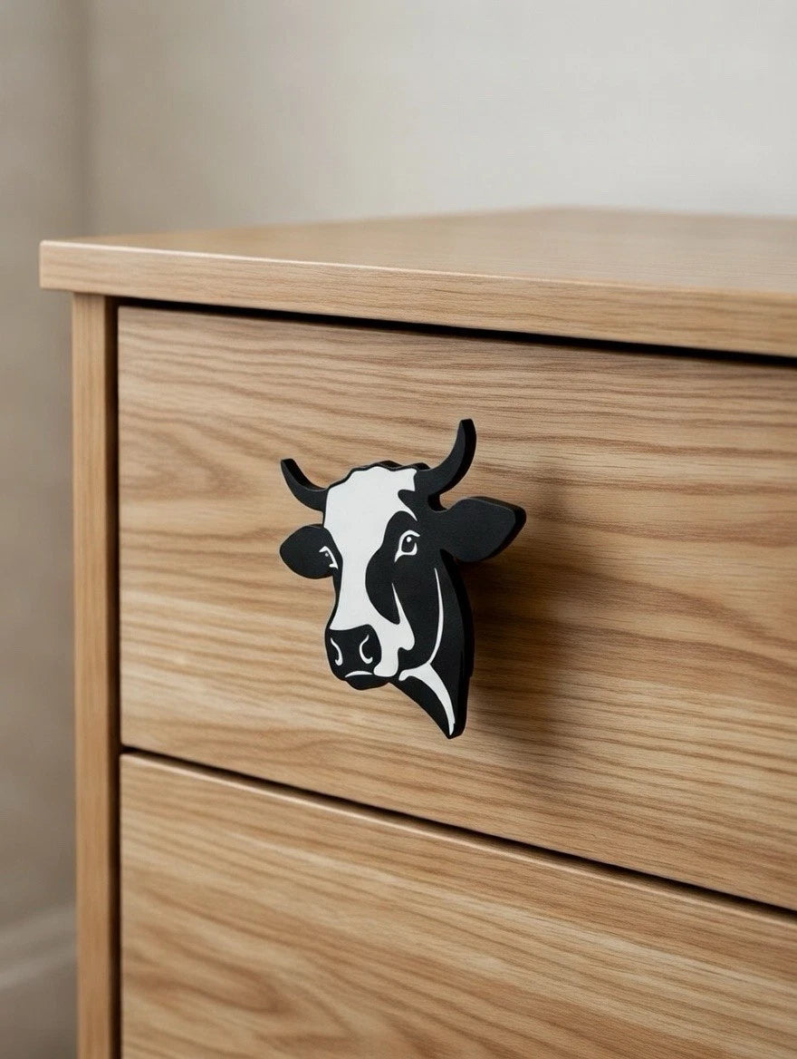 Cow Head Decorative Drawer Pull Dresser Cabinet Knob Handle Bull Calf Steer