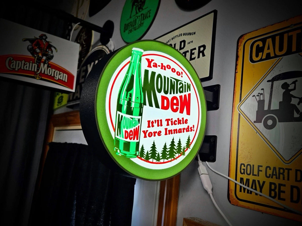 Mountain Dew - 13”  Pub Style Dual Side Light Up LED Sign Pub Bar Mancave Soda
