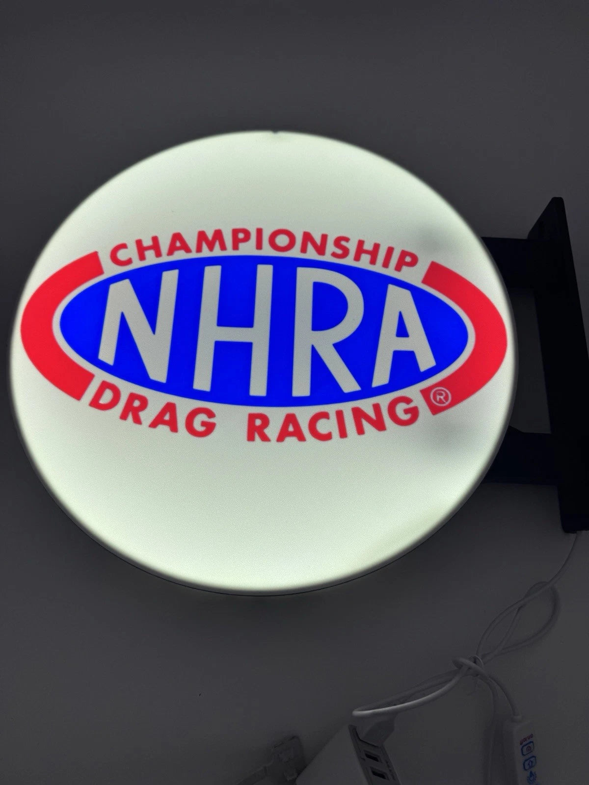 NHRA Drag Racing Pub Style Dual Side Light Up LED Sign Bar Man Cave Wall Decor