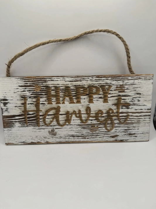 Rustic Wood Sign Fall Decoration - Happy Harvest Cute Wall Sign