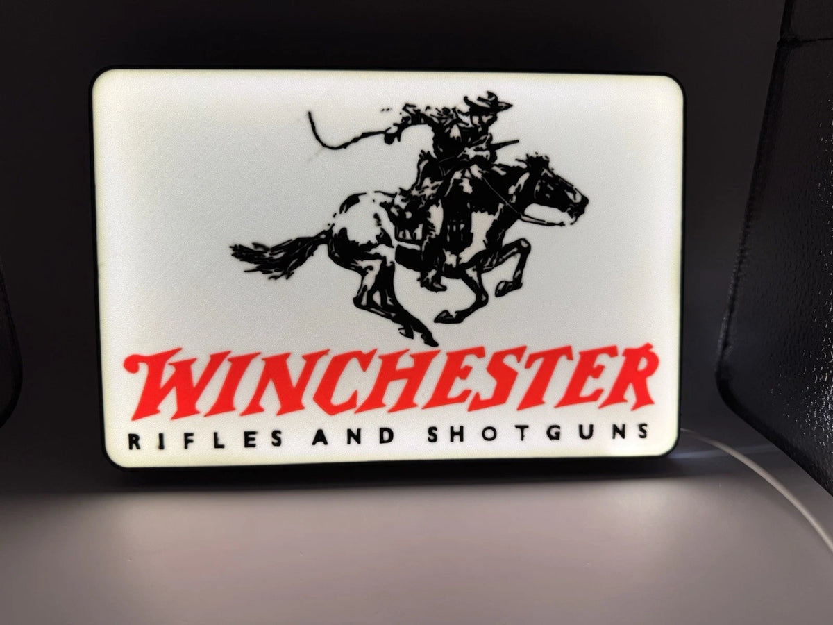 Winchester Firearms Light Up LED Neon Sign w/ USB - Rifles Shotguns Reloading