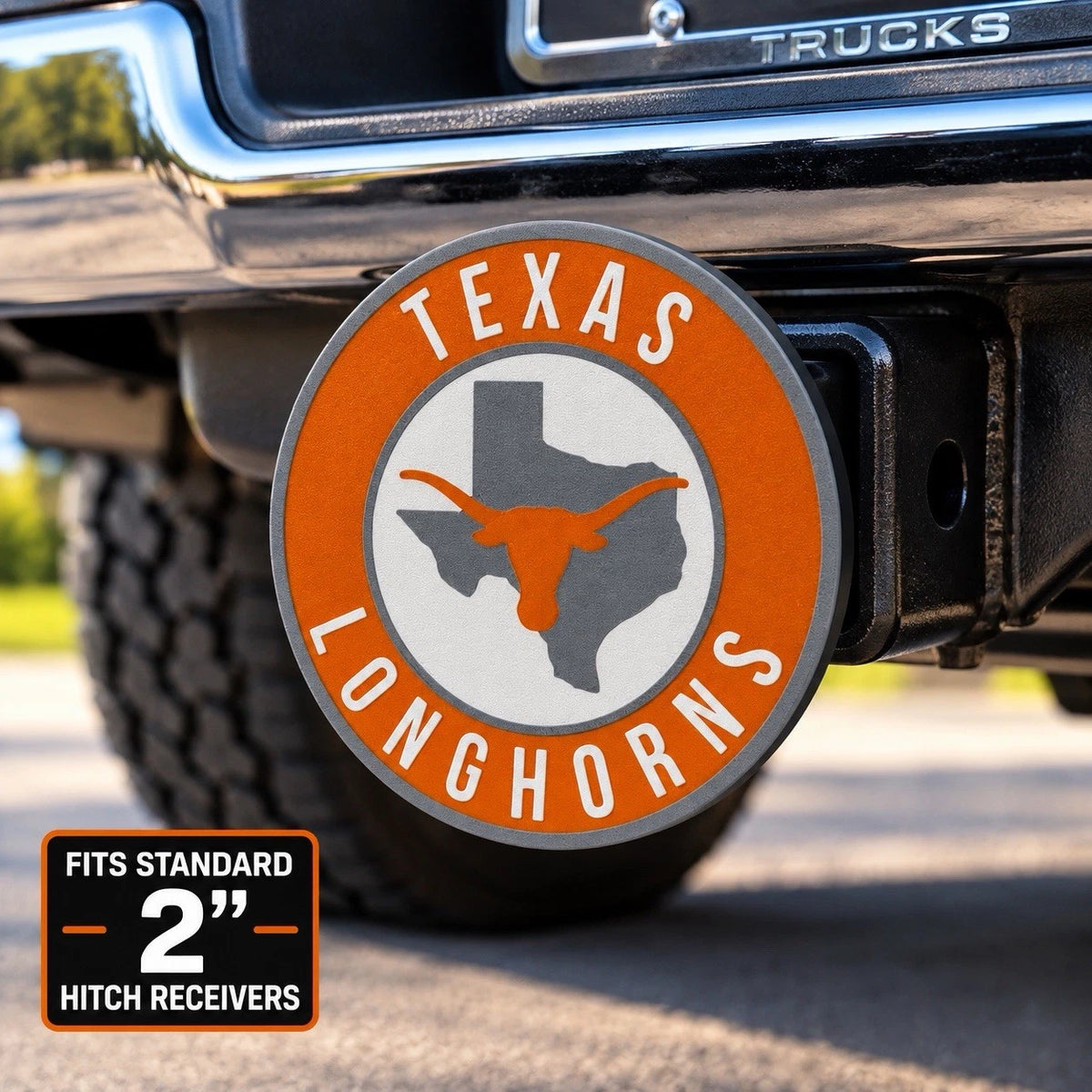 Texas Longhorns University Tow Hitch Receiver Cover – Fits 2” Towing Truck SUV