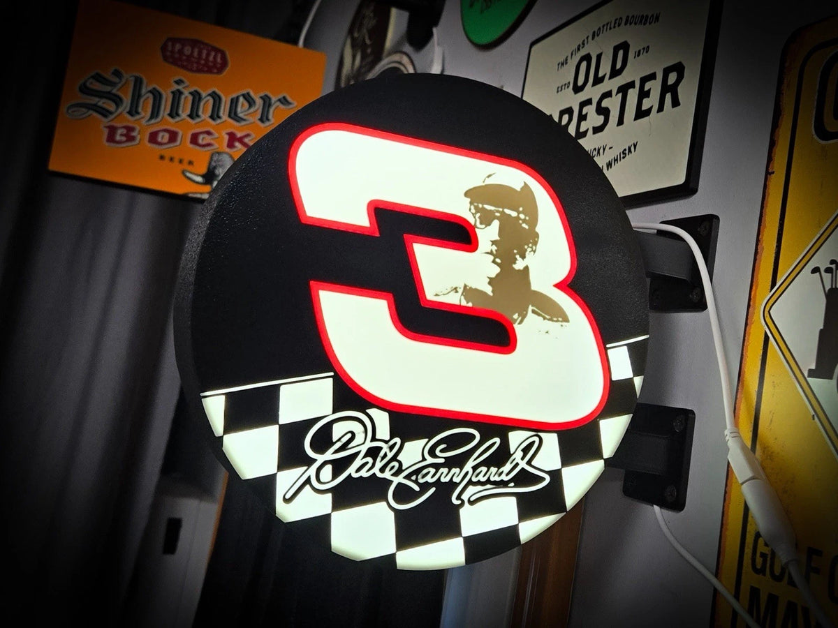 Dale Earnhardt #3  13”  Pub Style Dual Side Light Up LED Sign Pub Bar Nascar