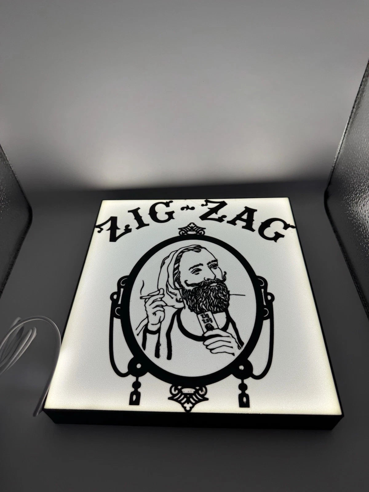 Zig Zag Man Light Up LED Neon Sign - Raw Hemp Rolling Smoking Vintage