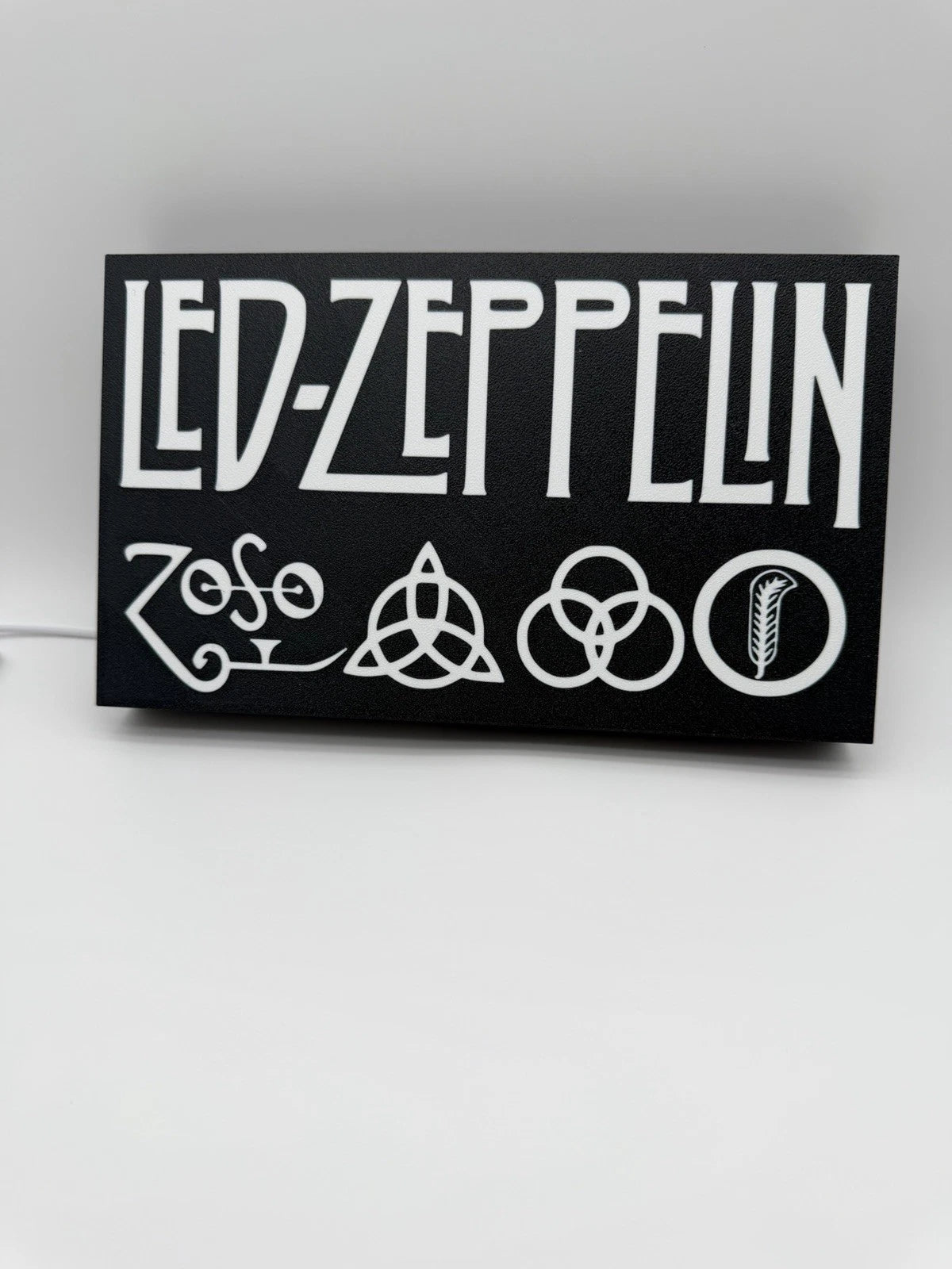 Led Zeppelin -  Light Up LED Sign With USB Plug - Black- Classic Rock Decor Zoso