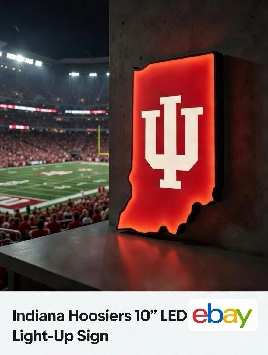 Indiana University IU Hoosiers Light Up LED Neon Sign Football College Sports
