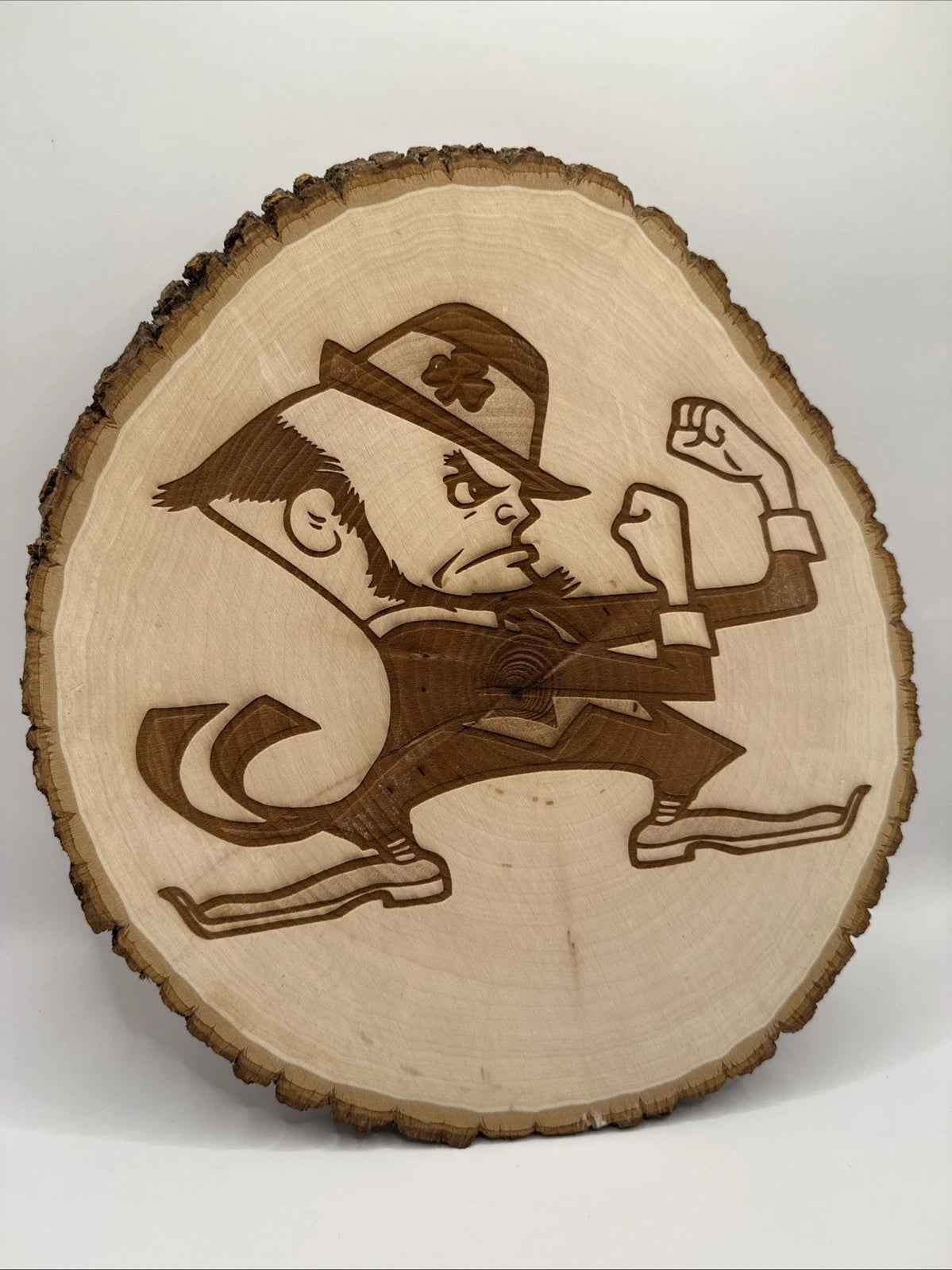 Notre Dame Fighting Irish Rustic Live Edge Wood Wall Sign Mancave Garage Decor