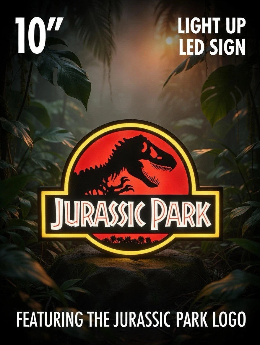 Jurassic Park Light Up LED Neon Sign USB Powered - Dinosaurs Movie Night