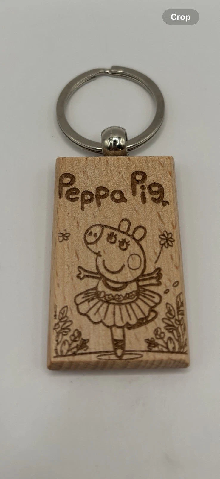 Laser Engraved Wooden Peppa Pig Keychain – Cute Cartoon Gift for Kids