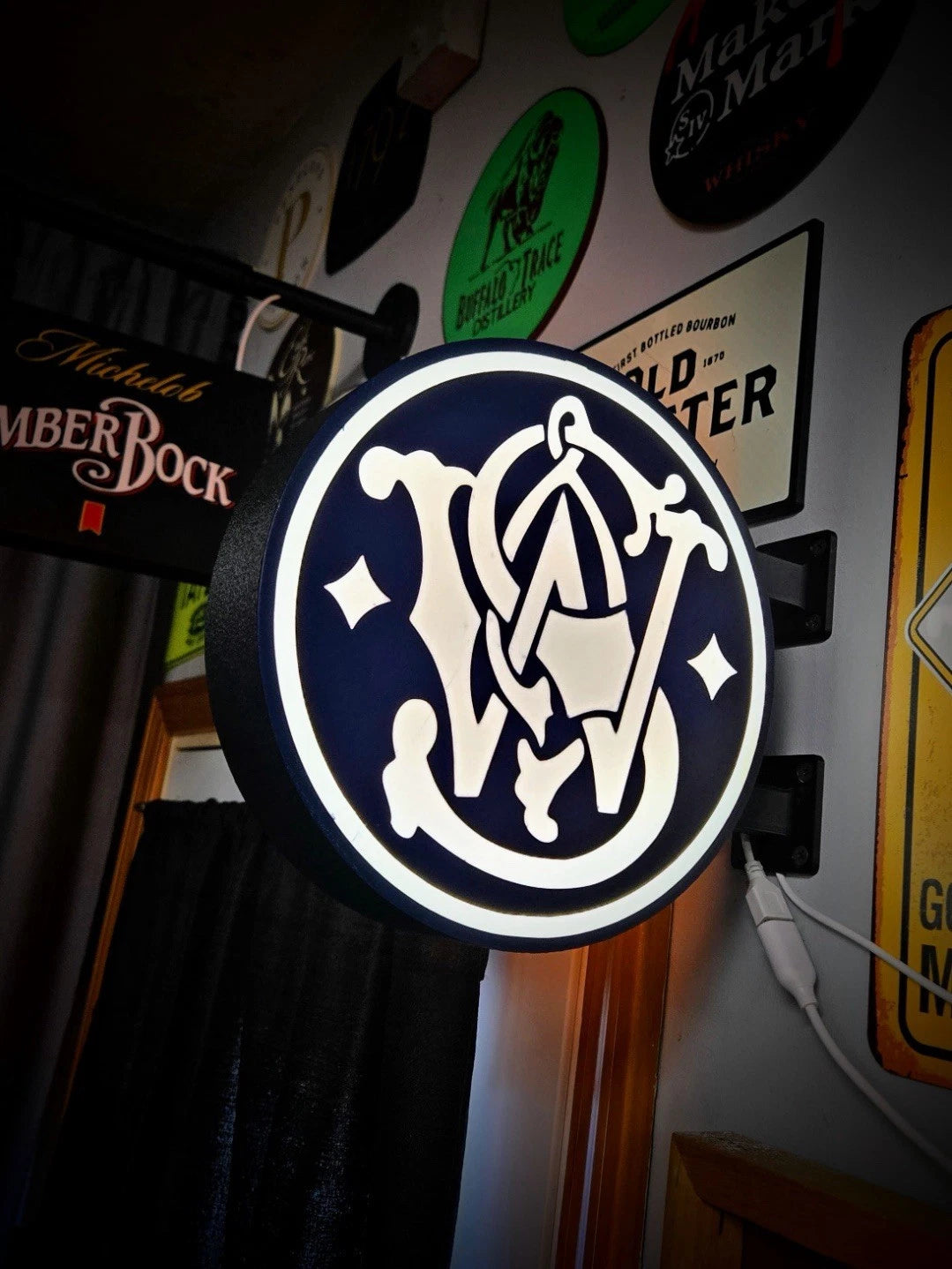 Smith And Wesson Firearms -  13”  Pub Style Dual Side Light Up LED Sign S&W