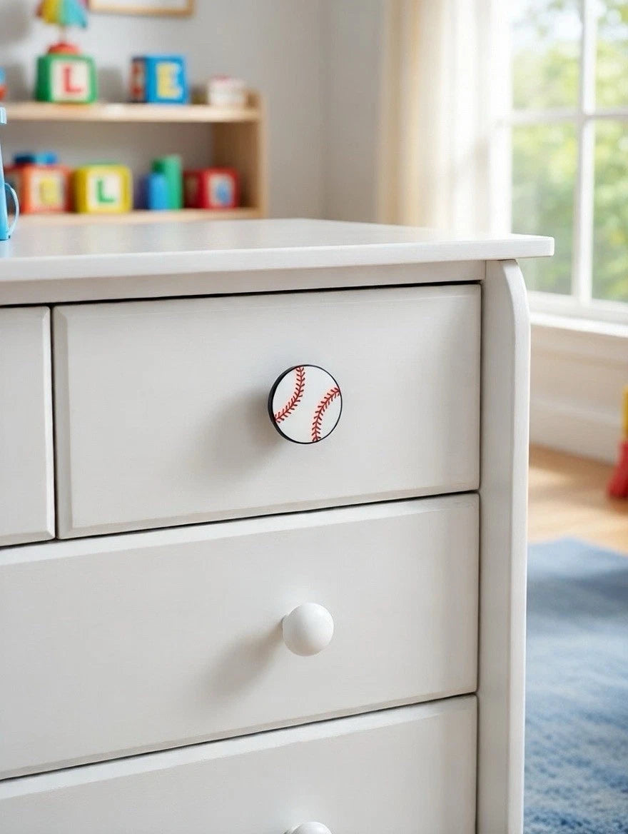 Kids Baseball Decorative Drawer Pull Dresser Cabinet Knob Play Room Nursery