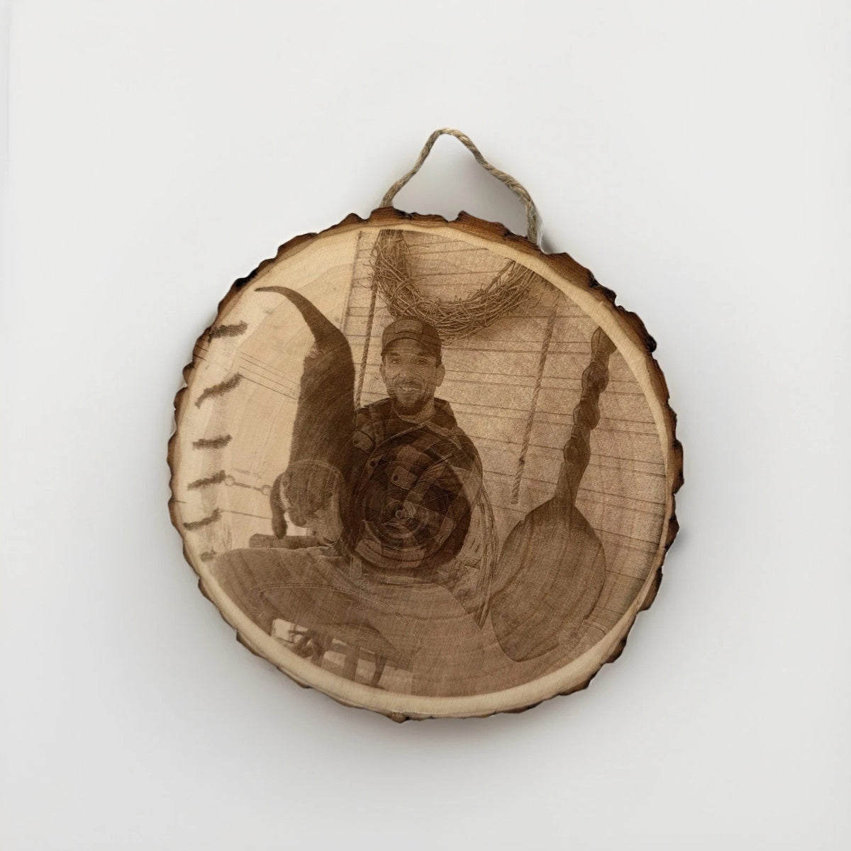 Custom Laser Engraved Portrait On Wood Slice | 10x10" Wood Plaque