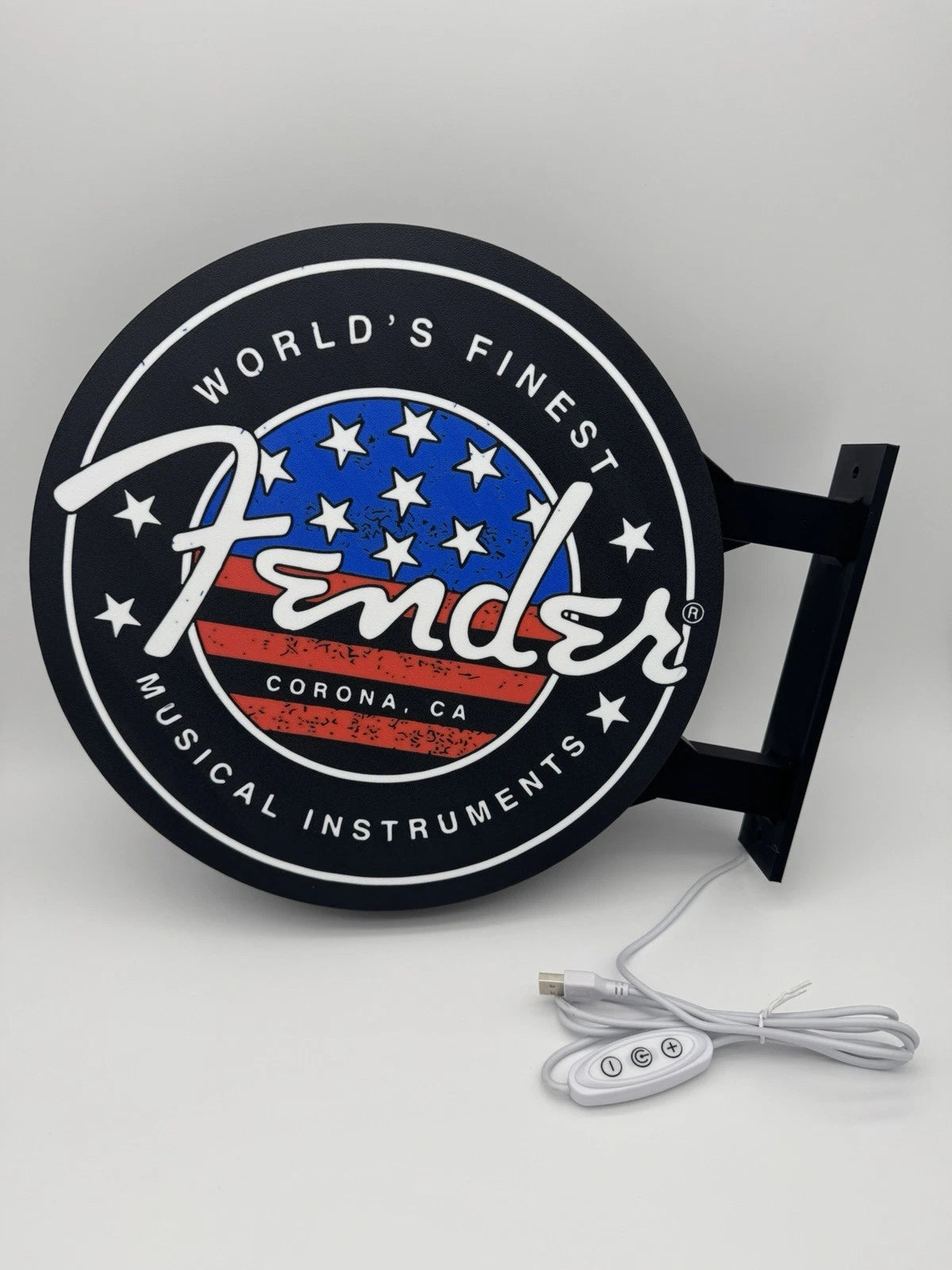 Fender Guitars 13”  Pub Style Dual Side Light Up LED Sign Gas Station Mancave