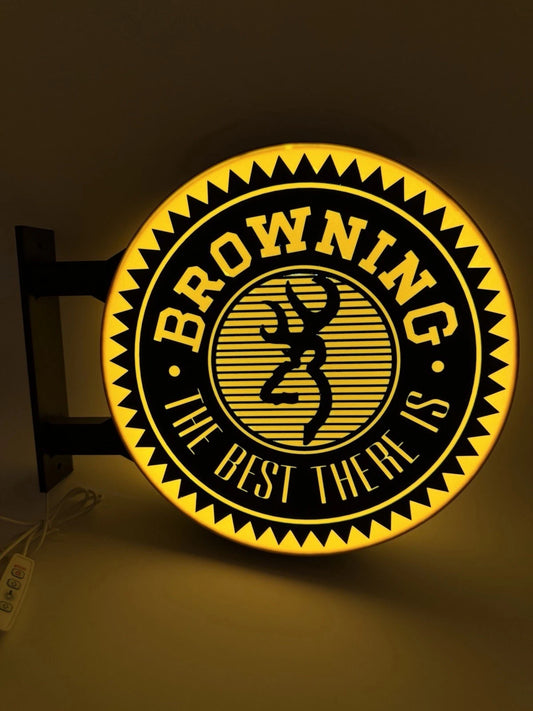Browning Firearms - 13”  Pub Style Dual Side Light Up LED Sign Pub Bar Mancave