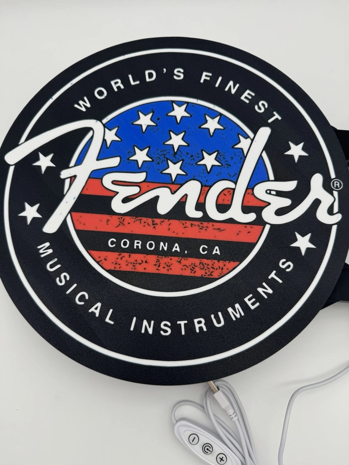 Fender Guitars 13”  Pub Style Dual Side Light Up LED Sign Gas Station Mancave