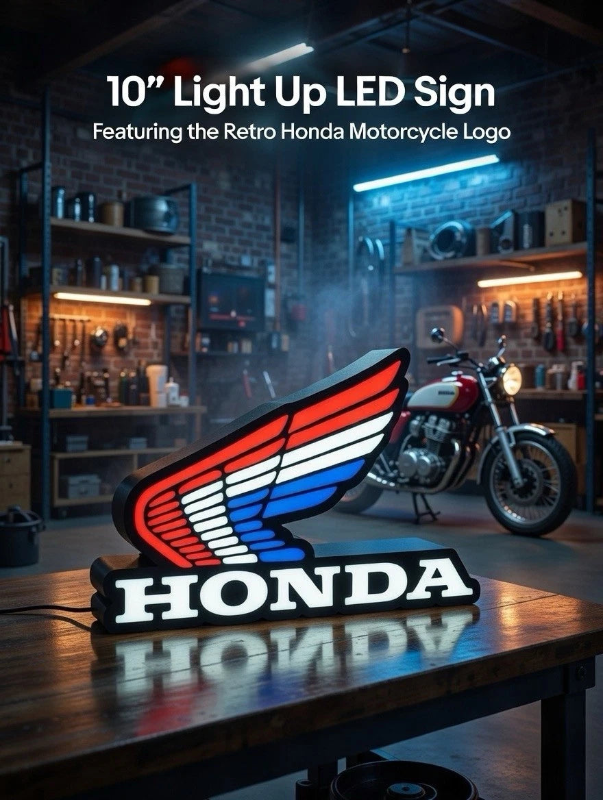 Retro Honda Motorcycle LED Neon Light Up Sign CB750 250R Mini Trail
