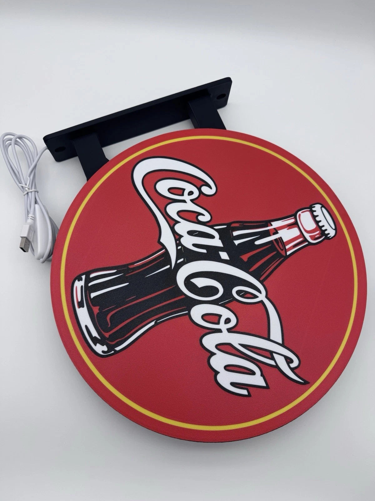 Coca Cola Classic Pub Style Dual Side Light Up LED Sign Bar Man Cave Wall Decor
