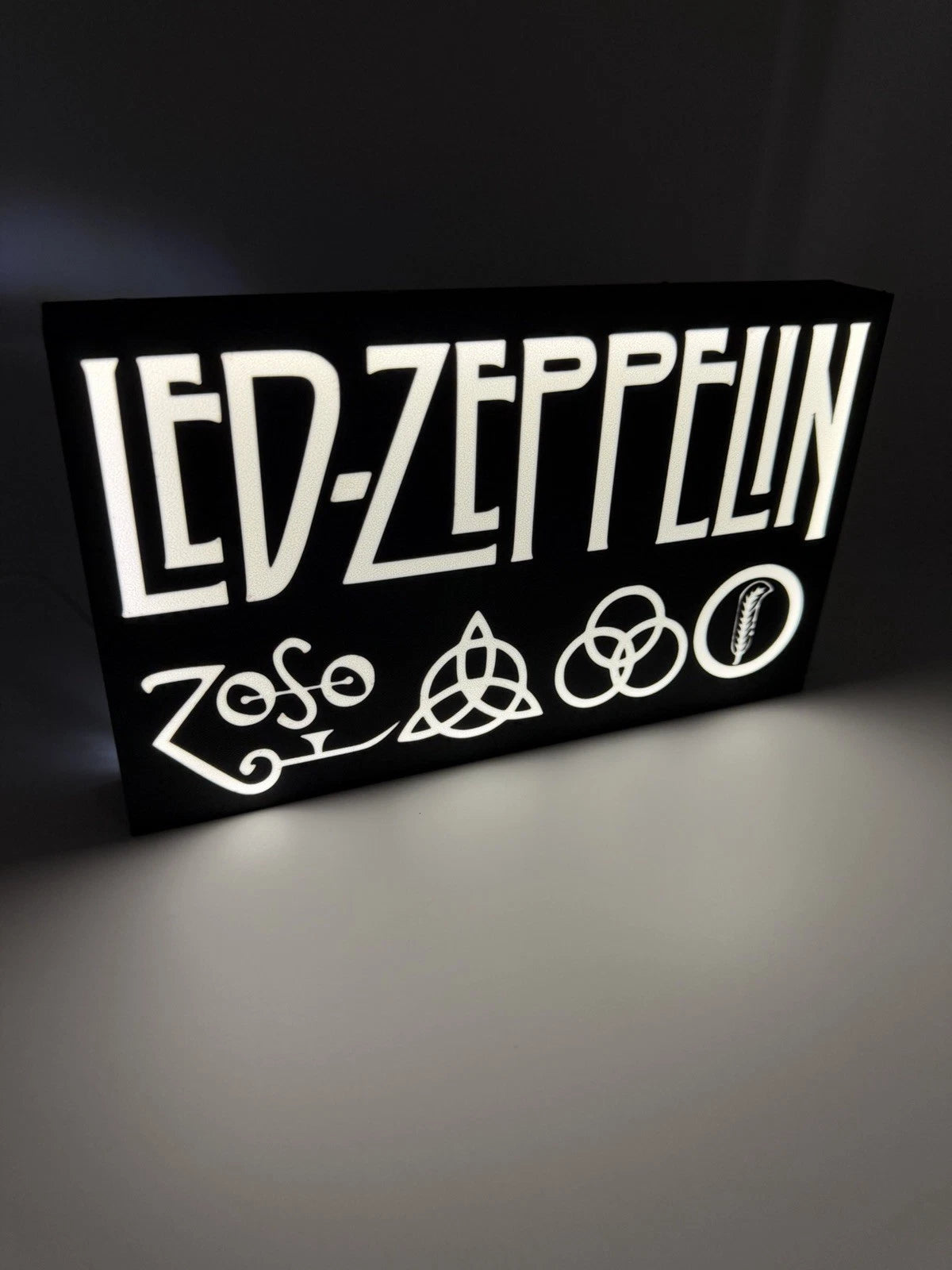 Led Zeppelin -  Light Up LED Sign With USB Plug - Black- Classic Rock Decor Zoso