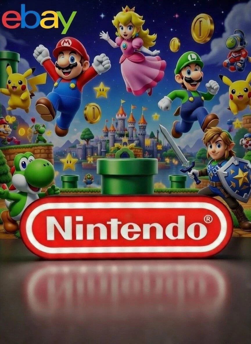 Nintendo Light Up LED Neon Sign USB Powered Gaming Mario Zelda Pokemon