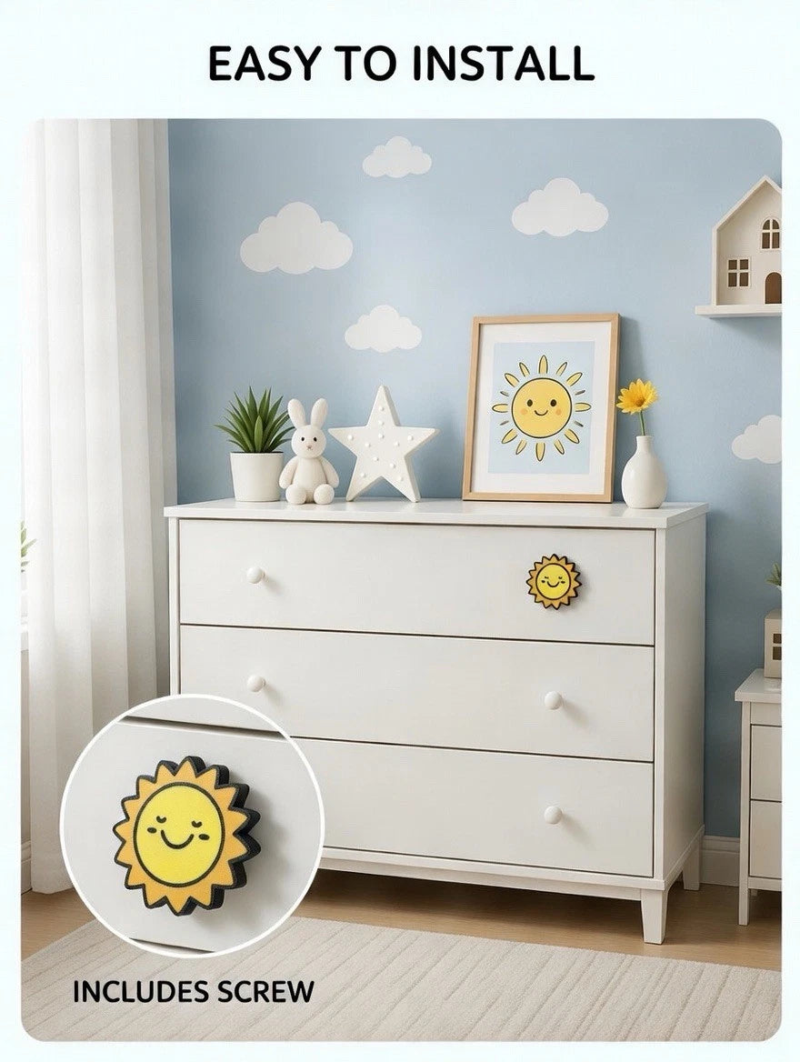 Kids Sun Decorative Drawer Pull Dresser Cabinet Knob Play Room Nursery Bedroom