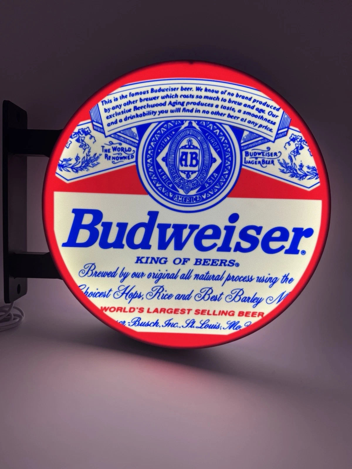 Budweiser Beer - 13”  Pub Style Dual Side Light Up LED Sign Pub Bar Mancave