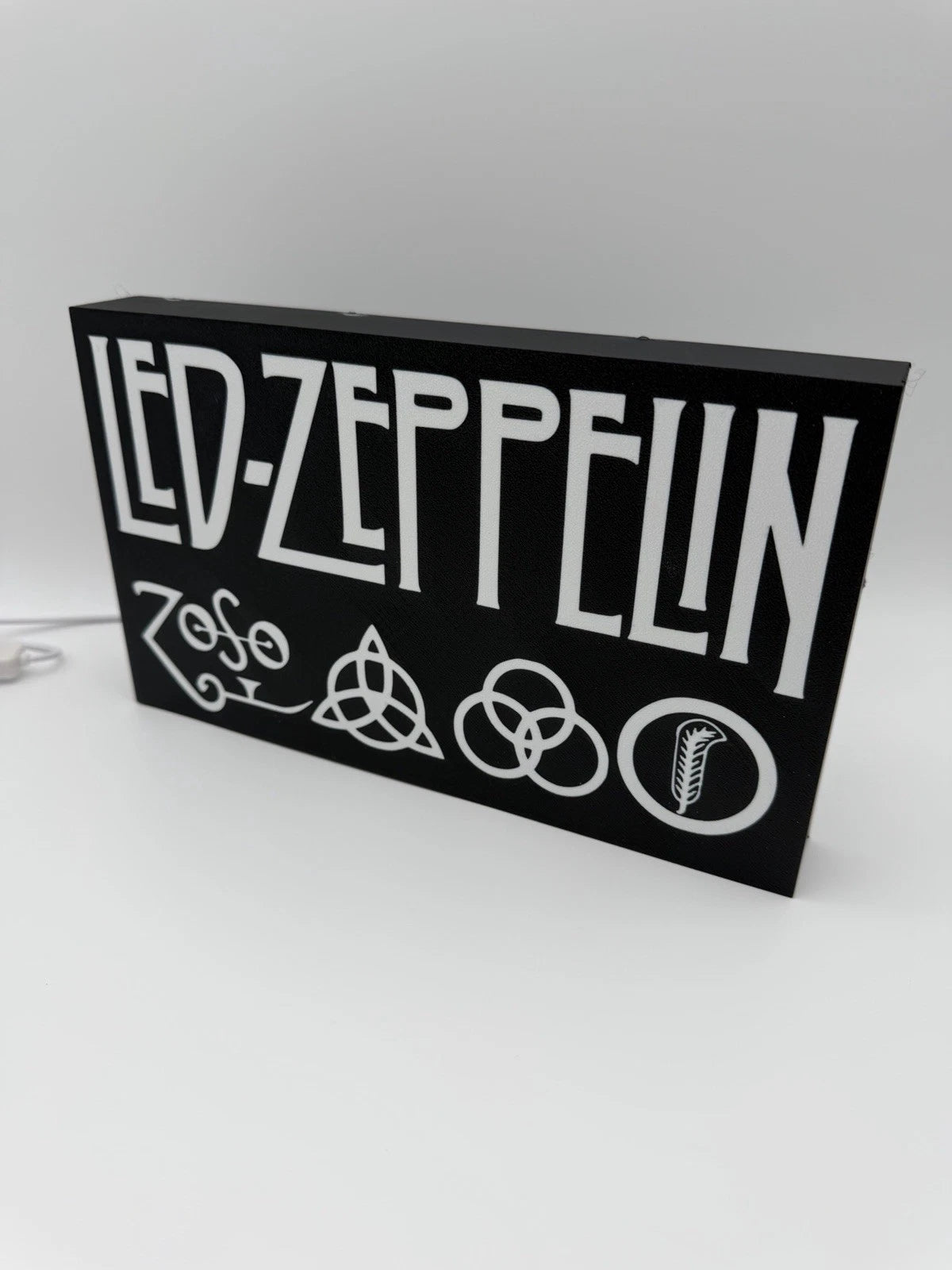 Led Zeppelin -  Light Up LED Sign With USB Plug - Black- Classic Rock Decor Zoso