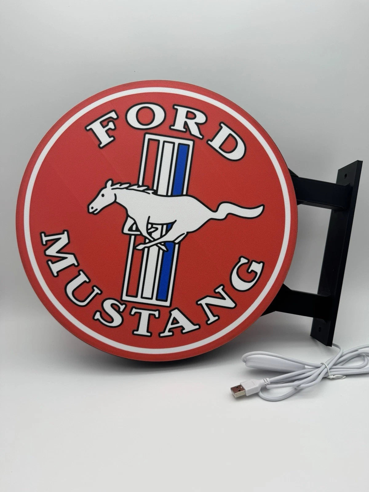 Ford Mustang  13”  Pub Style Dual Side Light Up LED Sign Garage Mancave Pub