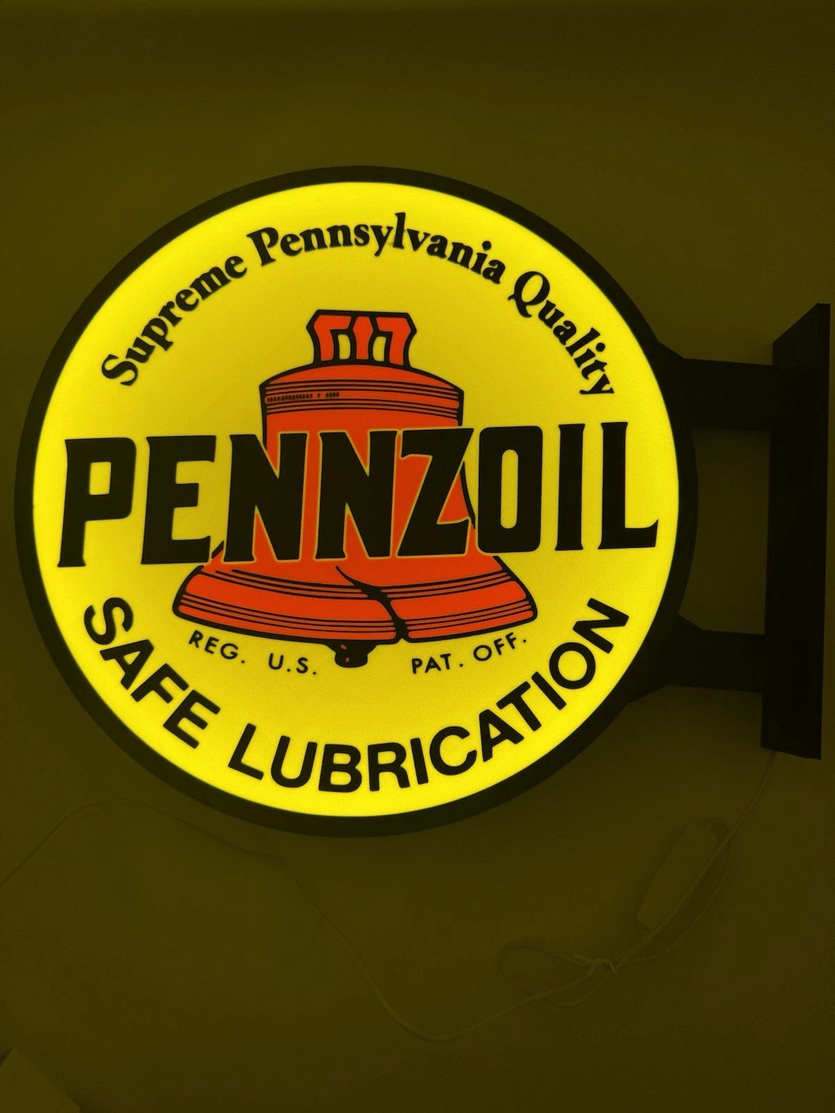 Pennzoil 13”  Pub Style Dual Side Light Up LED Sign Gas Station Pub Bar Mancave