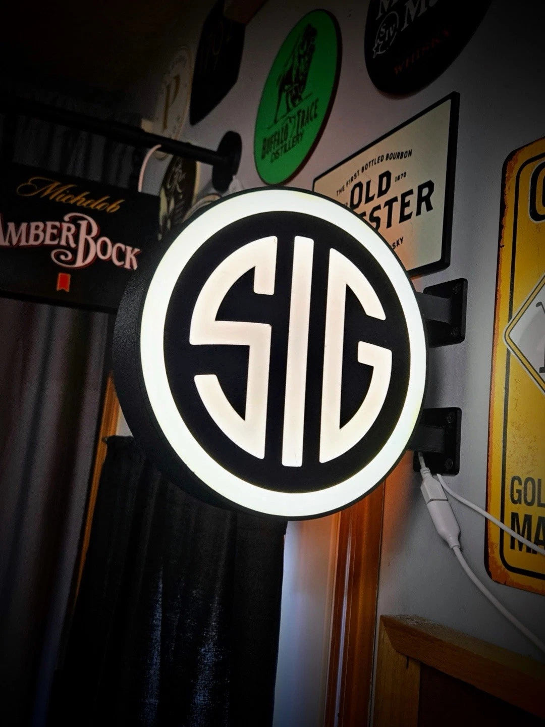 Sig Sauer Firearms - 13”  Pub Style Dual Side Light Up LED Sign Pub Bar Mancave