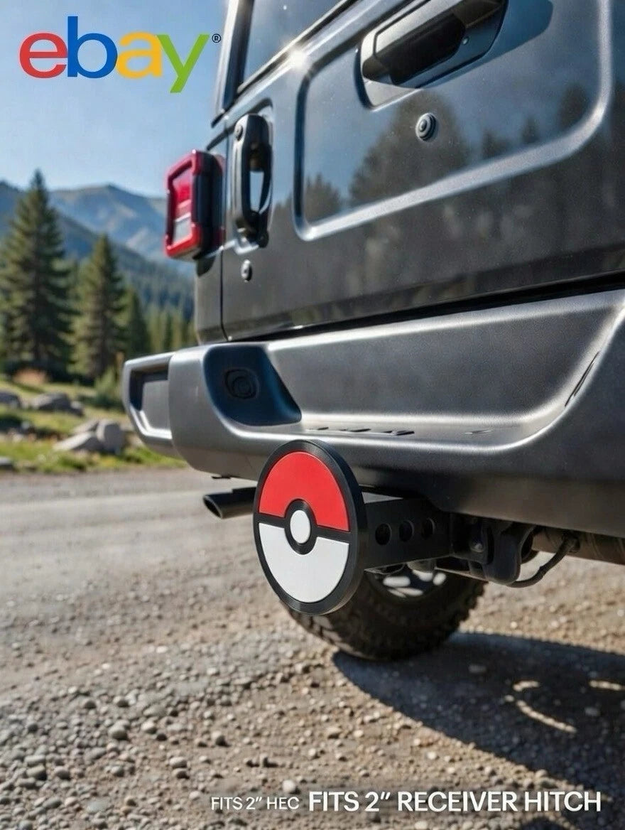 Pokeball Pokemon Hitch Receiver Cover – Fits 2” Towing Hitch Truck SUV
