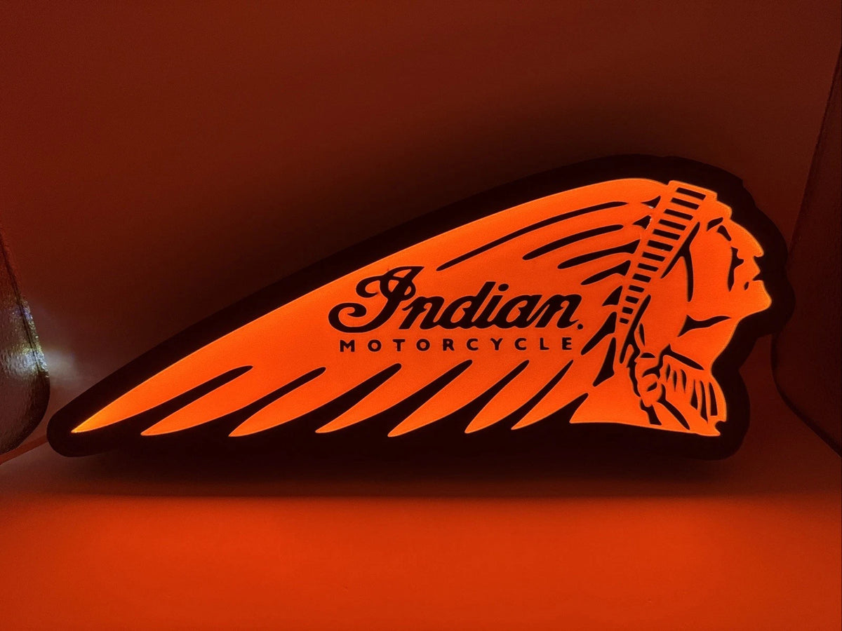 Indian Motorcycle Vintage Scout Chief - Light Up LED Neon Sign With USB Powered