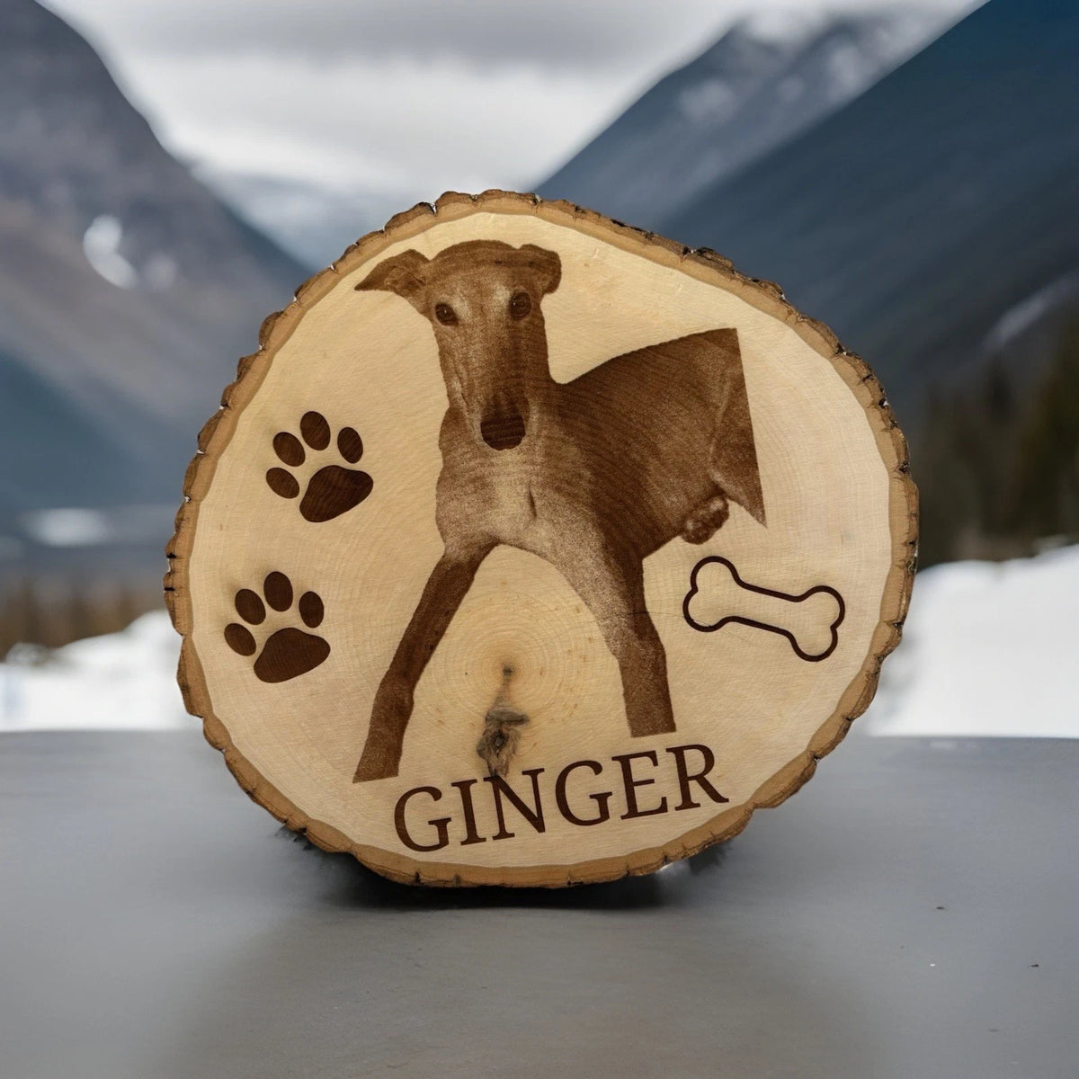 Custom Pet Portrait Wood Slice Sign | Rustic Pet Memorial Gift | 10x10" Size