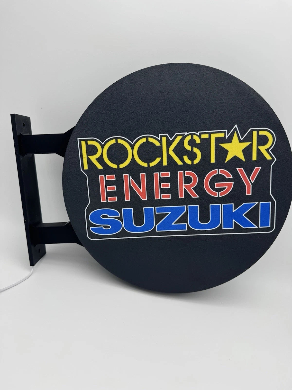 Rockstar Energy Suzuki Pub Style Dual Side Light Up LED Sign Bar Man Cave Wall