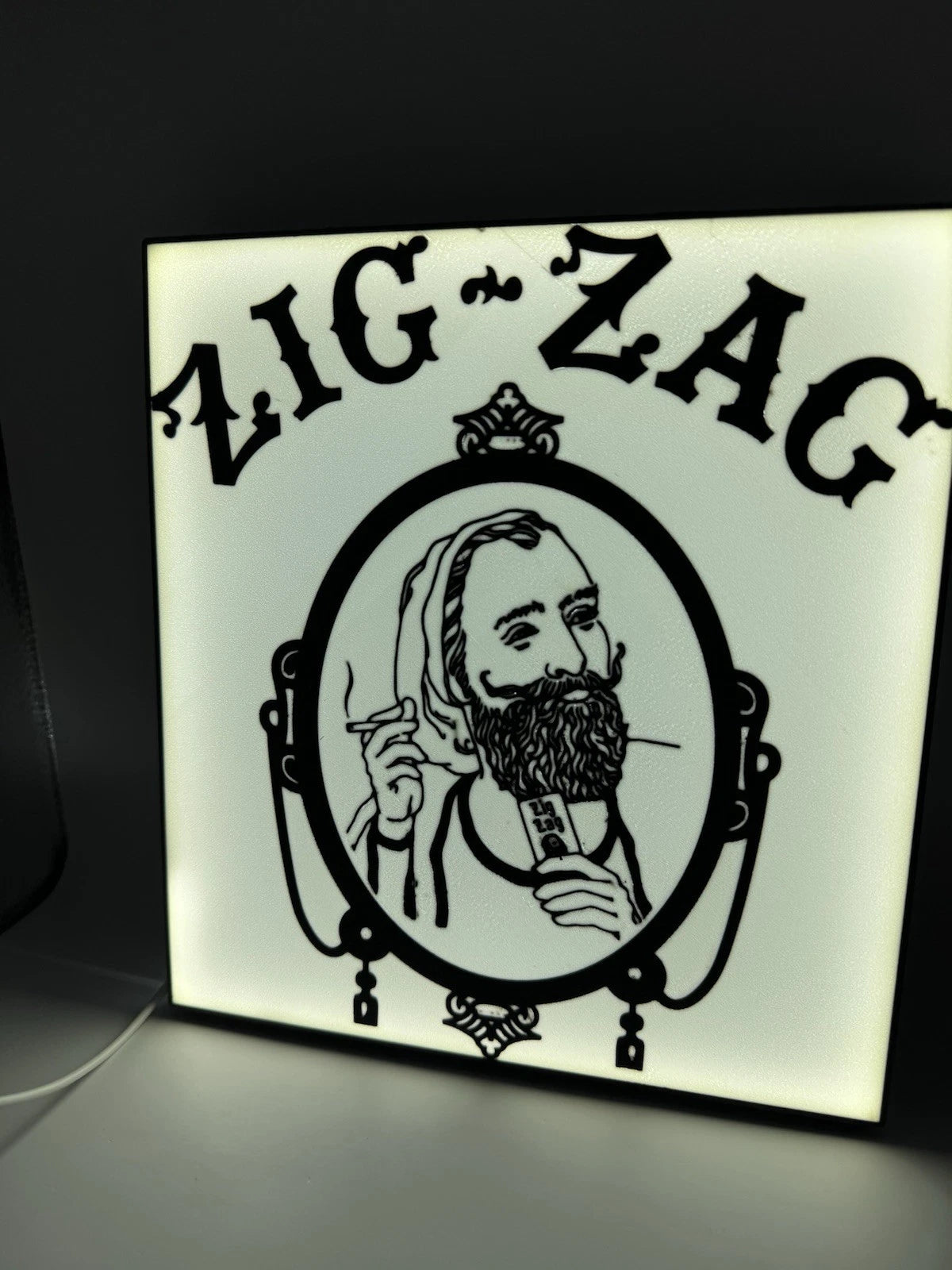 Zig Zag Man Light Up LED Neon Sign - Raw Hemp Rolling Smoking Vintage
